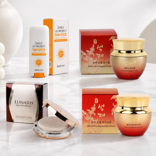 Set K-beauty Crema De Ojos+base+protector Solar+reafirmante